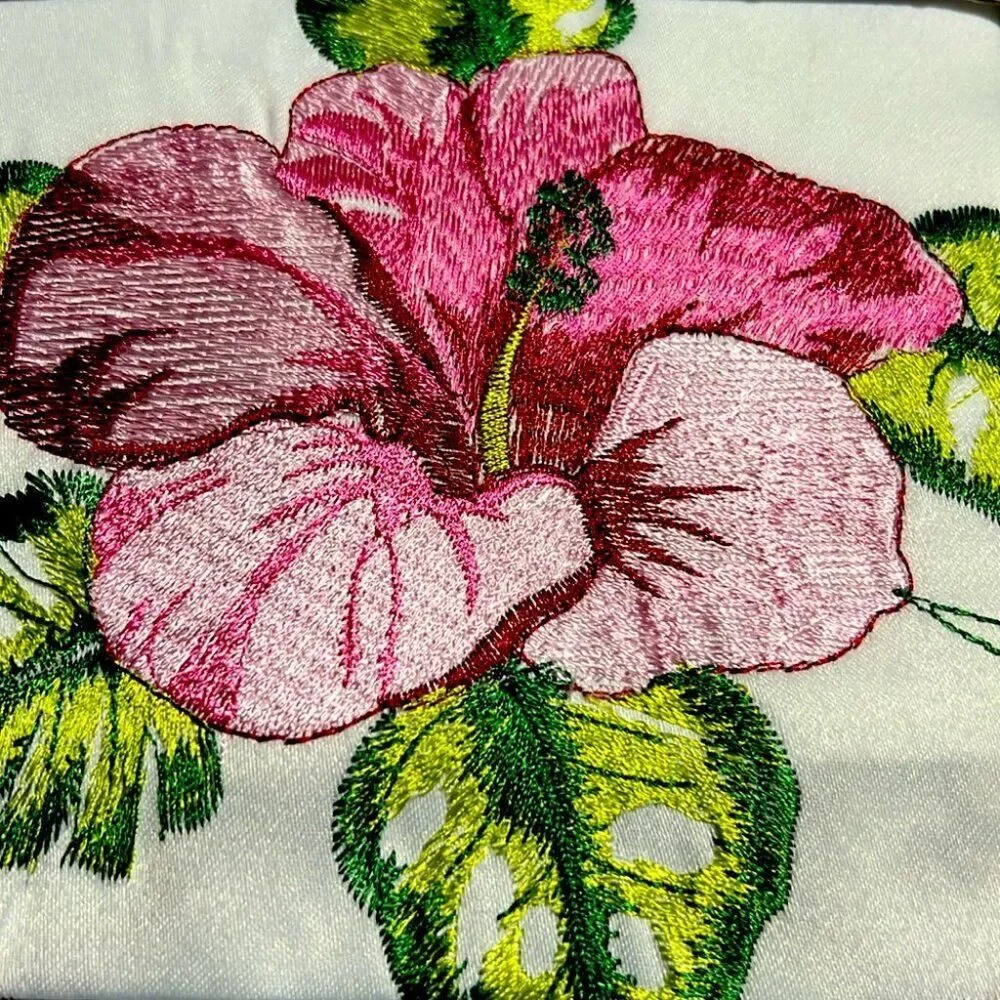 White Floral Embroidered Kitchen Curtain Set